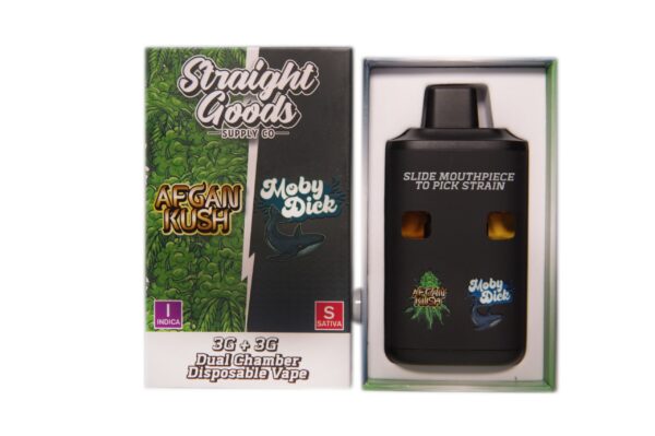 Straight Goods Supply Co. 6 Gram Dual Chamber Disposable Vapes – Afghan Kush + Moby Dick THC Distillate
