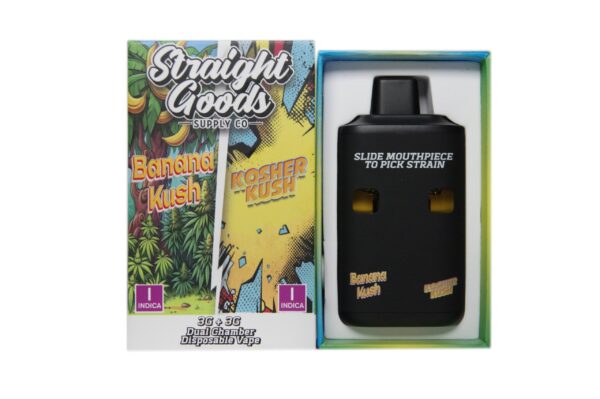 Straight Goods Supply Co. 6 Gram Dual Chamber Disposable Vapes – Banana Kush + Kosher Kush THC Distillate