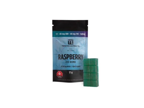 Twisted Extracts Jelly Bombs 1:1 40mg THC + 40mg CBD – Blue Raspberry (Indica)
