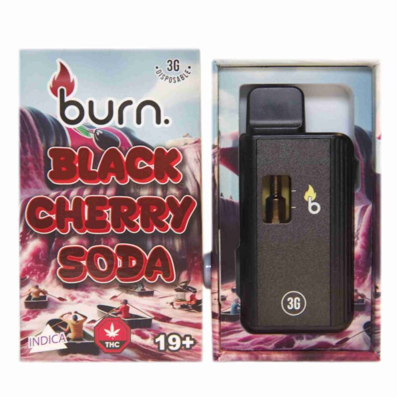 Burn 3mL Disposable Vapes – Black Cherry Soda THC Distillate